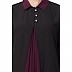 Collared Casual abaya - Black-Wine color